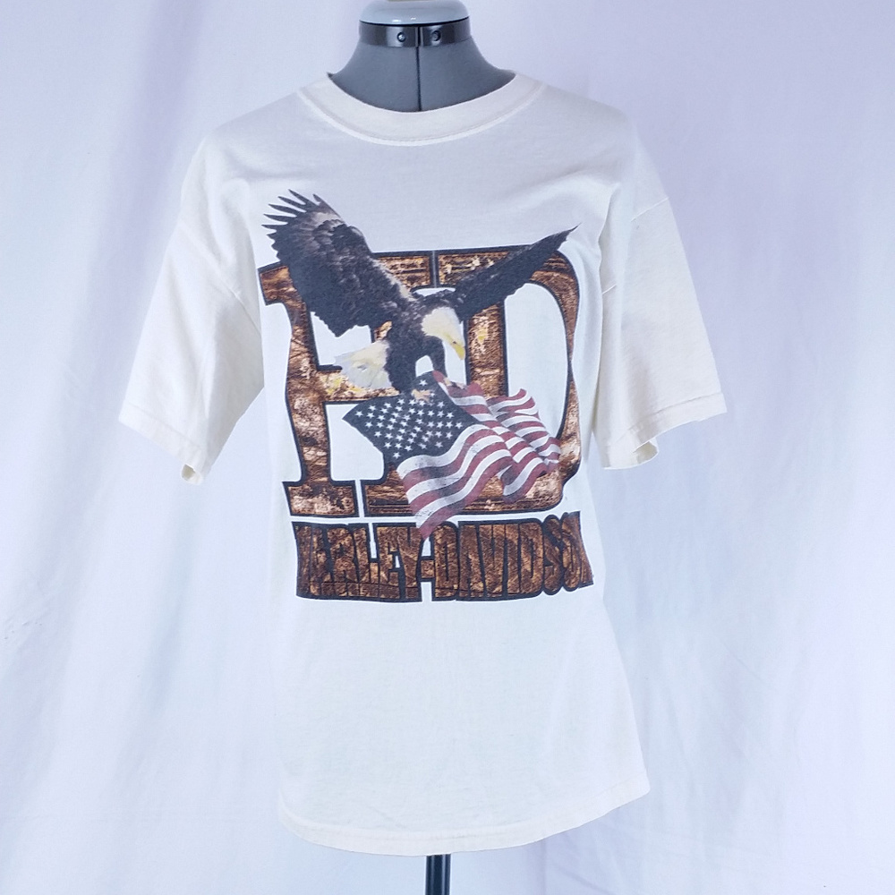 Vintage Harley Davidson T-Shirt Rare White Eagle